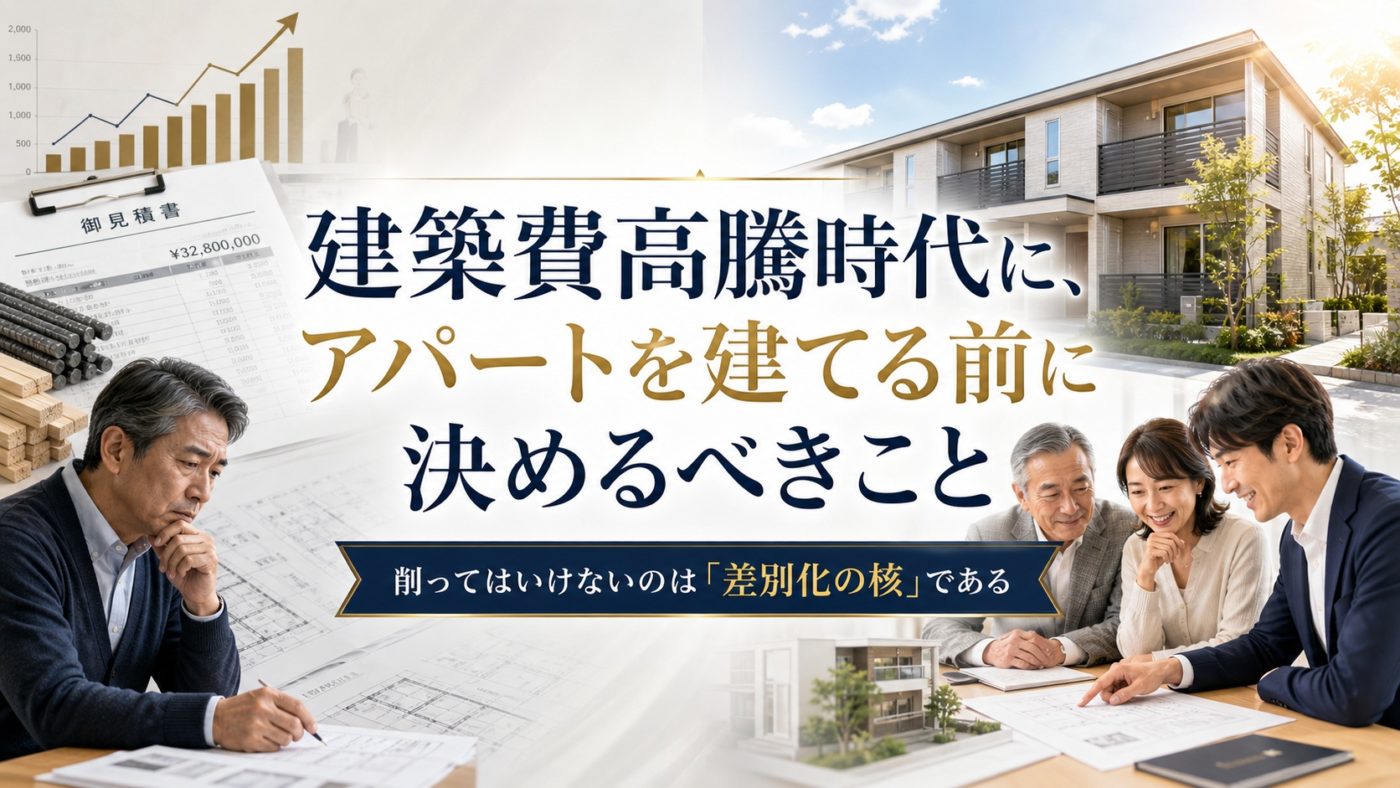 建築費高騰時代にアパートを建てる前に決めるべきこと 1 建築費高騰時代にアパートを建てる前に決めるべきことをテーマとしたブログのファーストビュー画像