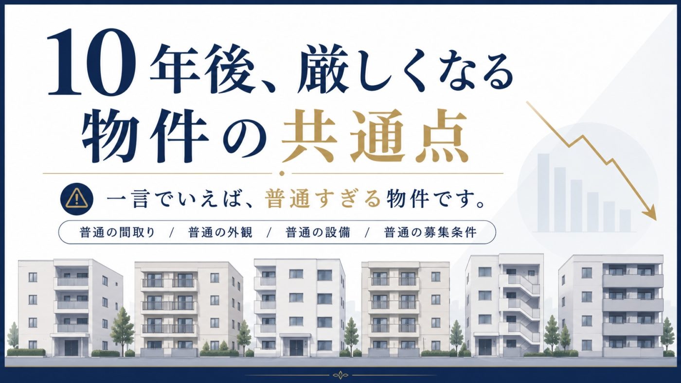 【2026年版】アパート市場は二極化時代へ!10年後に残る物件の条件 3 株式会社GIFTのブログの「10年後厳しくなる物件の共通点」のアイキャッチ画像