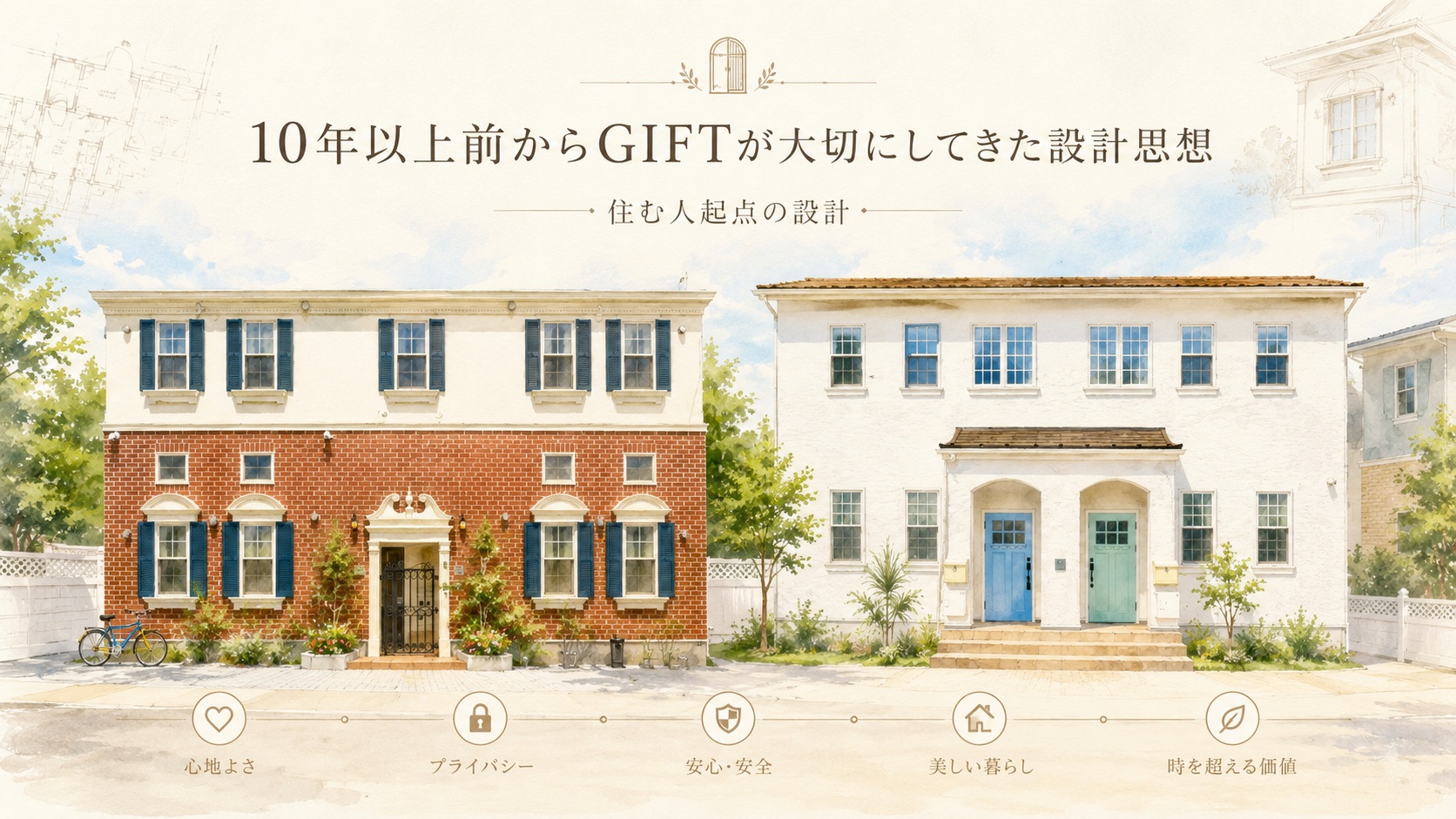 「バルコニーなし住宅」が5年度分の比較で約3倍に!10年後も選ばれる賃貸住宅の新基準 6 10年以上前から株式会社GIFTが大切にしてきた設計思想をイメージした画像